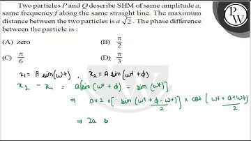 Two particles \( P \) and \( Q \) describe SHM of same amplitude \(...