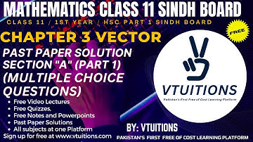 Past Paper Solution Section A (MCQs) Part 1 | Vector | Math Class 11 Sindh Board