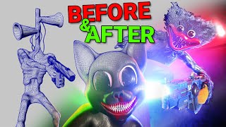 Before & After: Huggy Wuggy Vs Siren Head Vs Cartoon Cat (Horror Skunx)