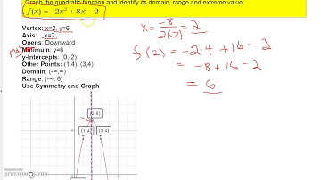 CollegeAlgebra 2 -6 -3 Quadratic Functions Part 3 Graphing a Quadratic Function By Hand