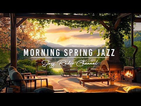 🌥️Fresh Spring Morning at Cozy Coffee Porch Ambience with Relaxing Piano Jazz Music for Good Moods