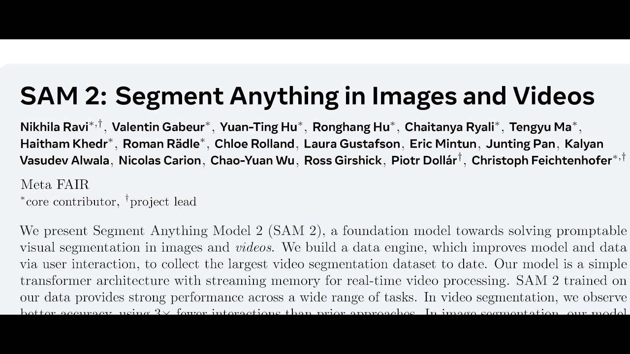 [QA] SAM 2: Segment Anything in Images and Videos - YouTube