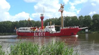 Elbe1, der fahrende Leuchtturm auf See. Historisches Feuerschiff 1948. Nord-Ostsee-Kanal, Hochdonn