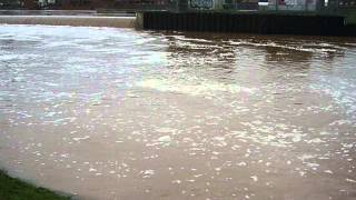 Exeter Floods - River Exe at Trews Weir Flood Relief Channel Spillway