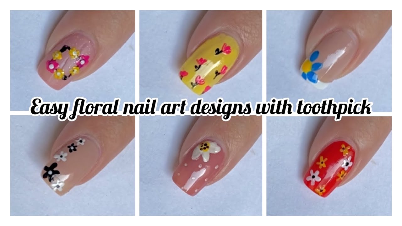 Red Flower Nail Art Tutorial - DOTTING TOOL & TOOTHPICK Nails For Spring /  Summer - YouTube