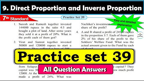 Practice set 39 Class 7 | Chapter 9 Direct Proportion and Inverse Proportion | MH State Board