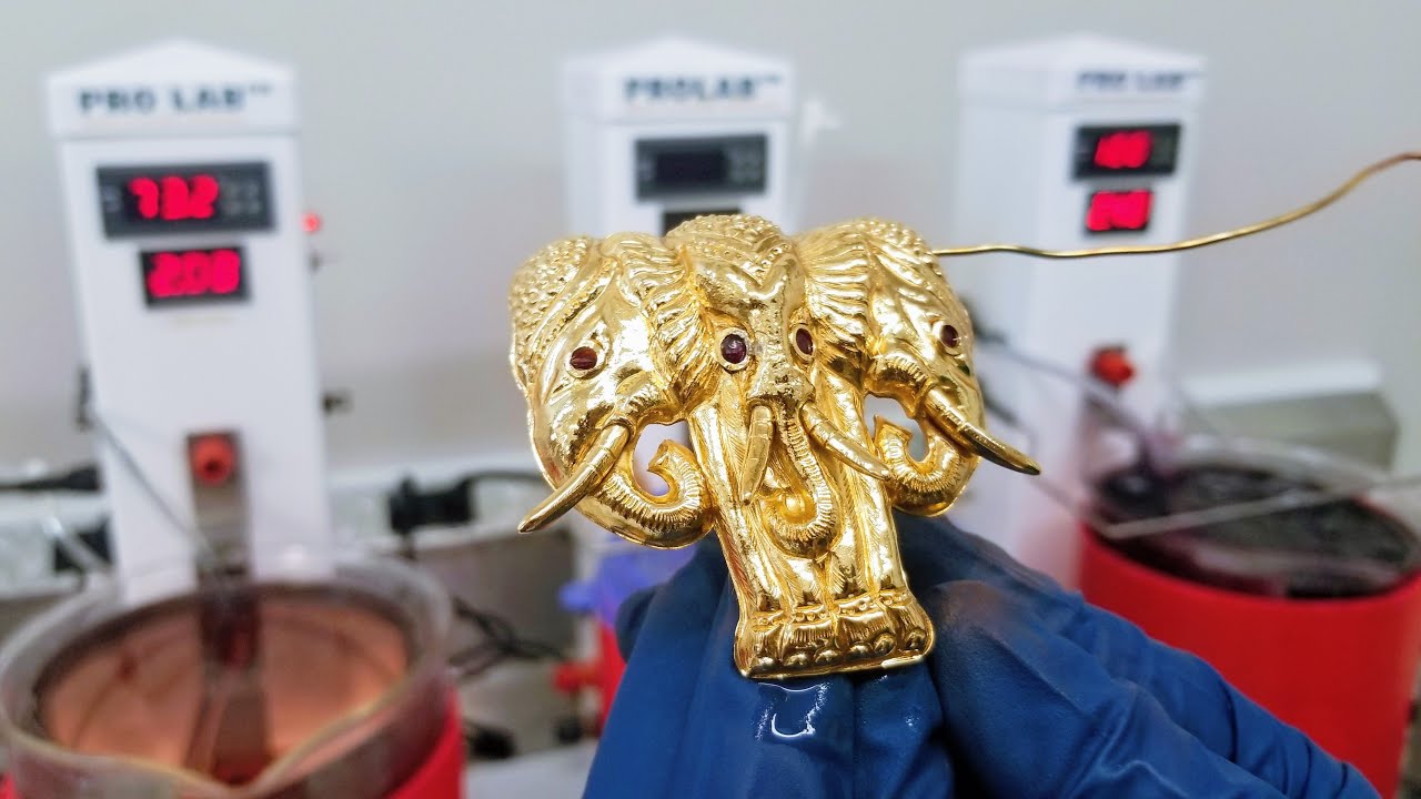 24K Gold Plating Elephant Belt Buckle - Bright Nickel & Gold with ProLab  from Gold Plating Services 