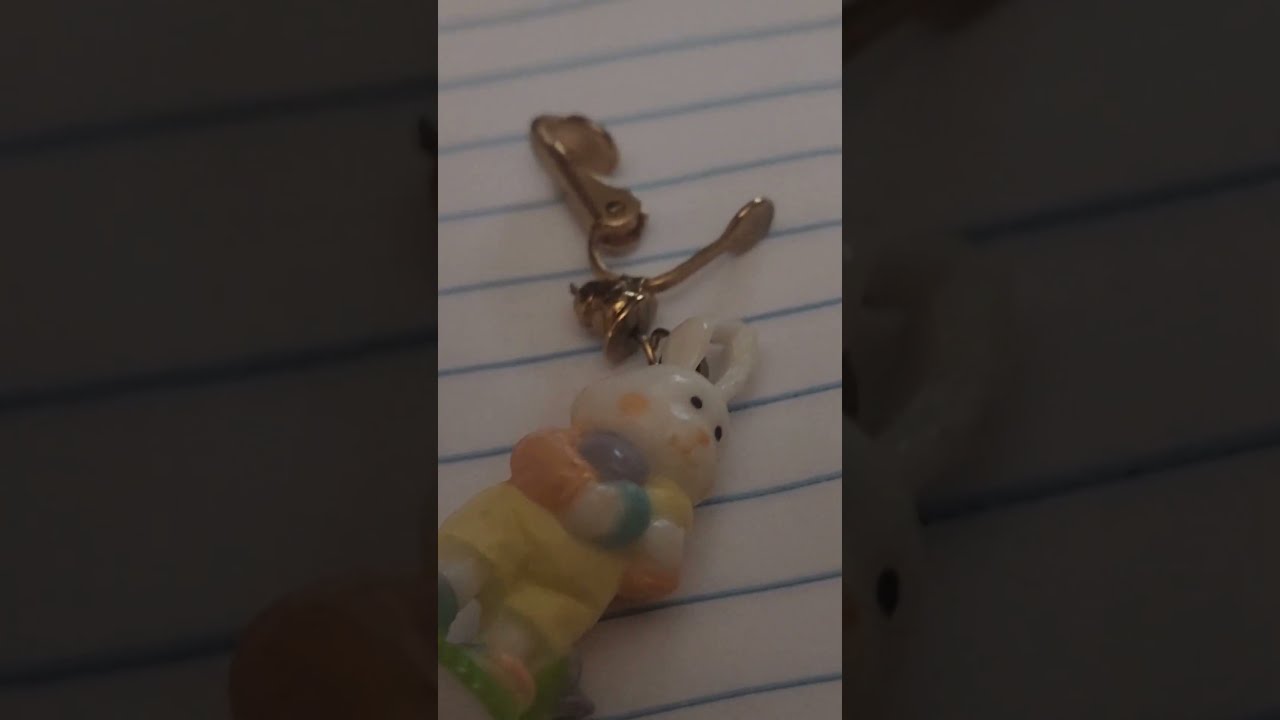 Vintage Easter Bunny Plastic Earrings Interchangeable Between Posts And Clip On