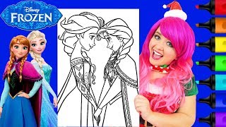 Coloring Anna & Elsa Frozen Sisters GIANT Coloring Page Prismacolor Markers | KiMMi THE CLOWN