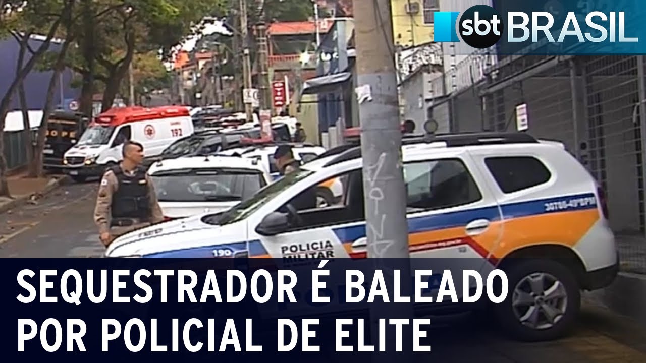 Sequestrador está em estado grave após ser baleado por policial de elite | SBT Brasil (22/09/22)