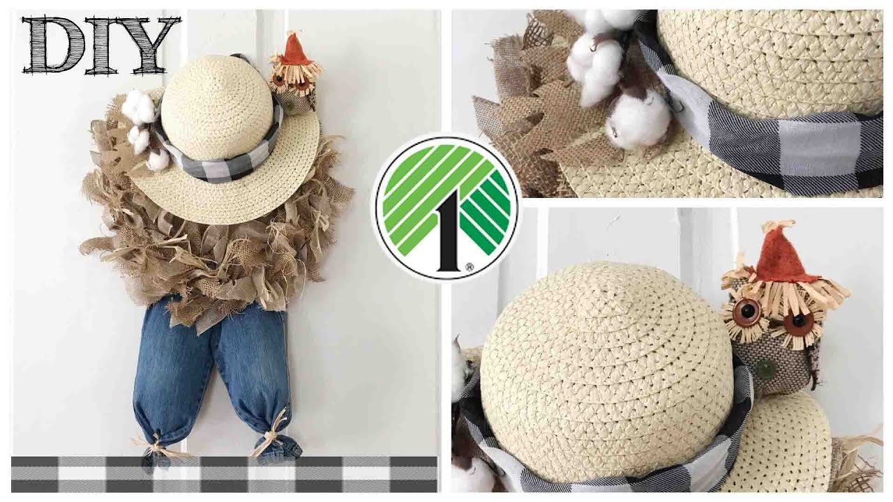 DIY Dollar Tree Fall Wreath | CUTE SCARECROW! - YouTube