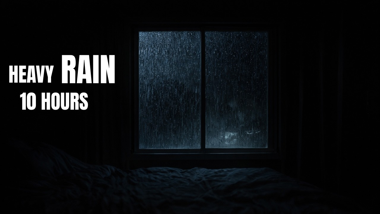 Heavy Rain Black Screen – 10 Hours of Intense Rainstorm for Deep Sleep