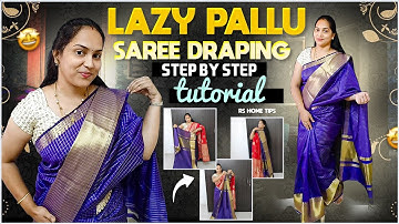 Simple Lazy Pallu Saree Draping🤩🥻|| Beginners saree draping tutorial ||Lazy pallu|| ||Rs home tips
