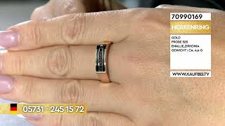 Kaufbei Schmuck | Мужское кольцо из красного золота 585 пробы с черной эмалью