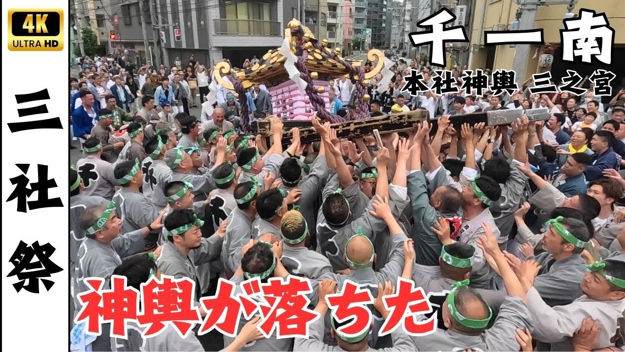 【三社祭】本社神輿が落ちた！千一南の大迫力渡御！～2025年～