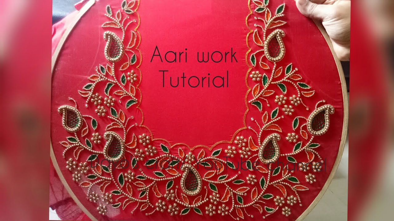 Aari work embroidery | heavy work design on blouse - YouTube