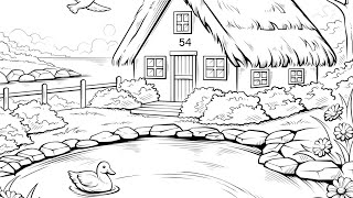 Cabin House by the Pond with ducks Paint by Number App Color Oasis #coloringbook screenshot 5