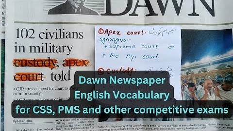 Dawn Newspaper English Vocabulary for CSS and PMS Exams