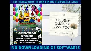 How to edit Minion Birthday Invitation template