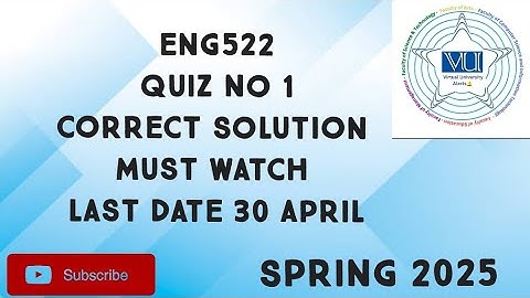 ENG522 Quiz No 1 Solution Spring 2025 | eng522 quiz 1 solution spring 2025| eng522 quiz 1 solution