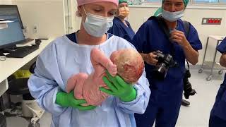 IMMEDIATE CARE OF A NEWBORN AFTER A CAESAREAN SECTION\/\/NEWBORN SPENCER BEING CARED FOR AFTER BIRTH\/\/