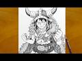 How to Draw Viking Luffy Step by Step | One Piece Anime Sketch