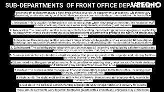 Learn How to Quickly Master the Sub-Departments of the Hotel Front Office|