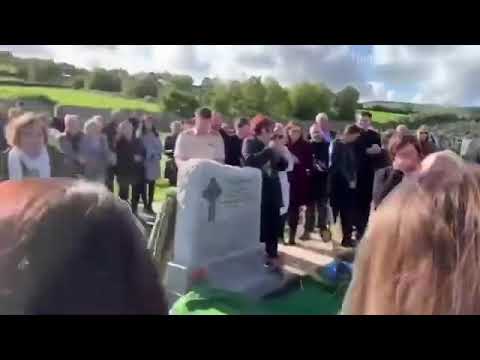 Mourners laugh when pre-recorded message is played from the coffin
