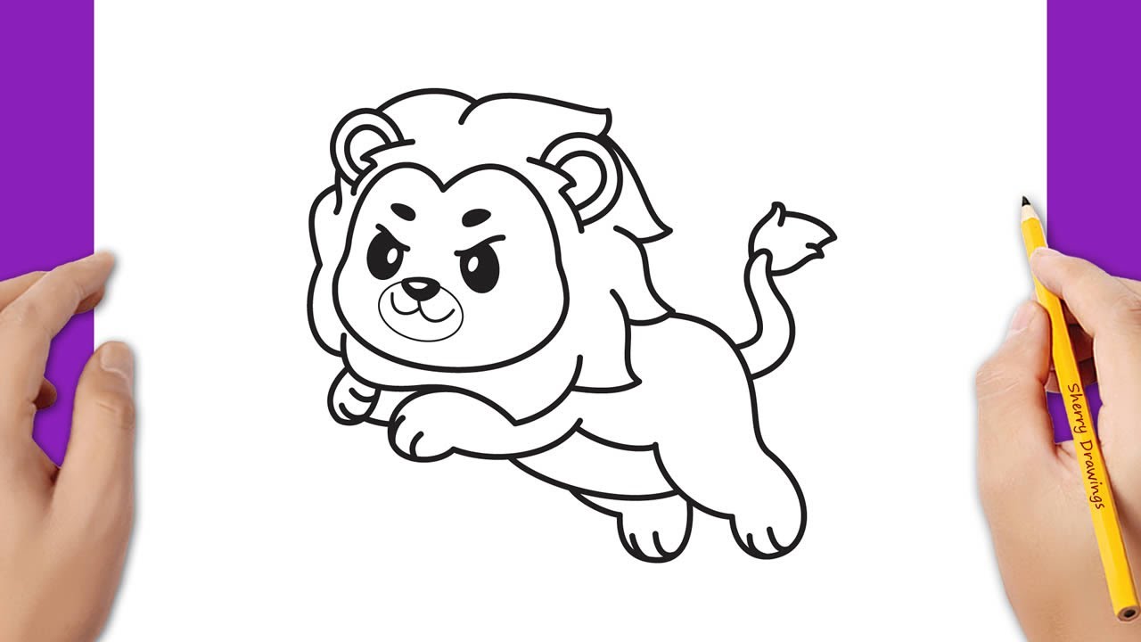 HOW TO DRAW A CUTE LION EASY - YouTube