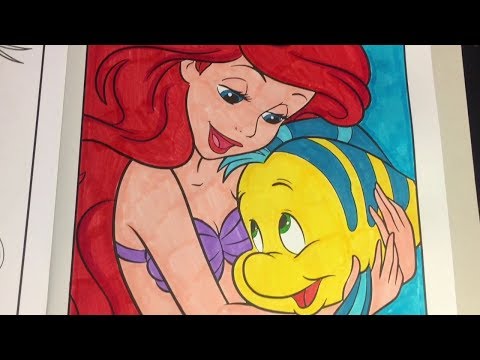coloring-time-#62-disney-princess-ariel-the-little-mermaid-with-flounder-coloring-book-markers