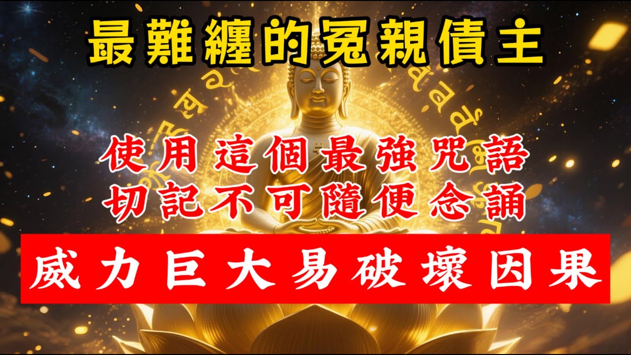 不到萬不得已不可輕易念誦，容易擾亂因果平衡，此咒語對付最難纏的冤親債主。