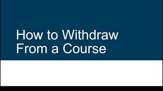How to Withdraw From a TCC Course