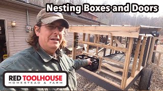 Nesting Boxes and Access Doors for Our MOBILE CHICKEN COOP
