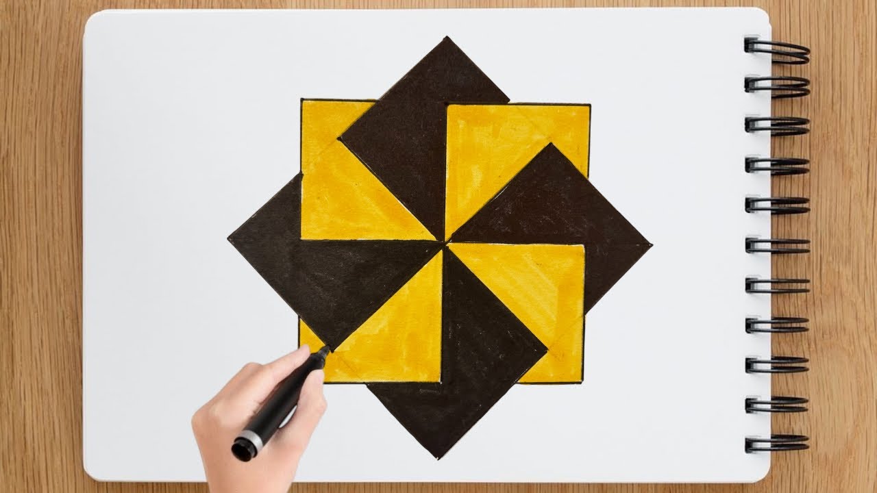 زخارف اسلامية هندسية سهلة || رسم وحدة زخرفية لا نهائية || زخرفة هندسية سهلة جدا