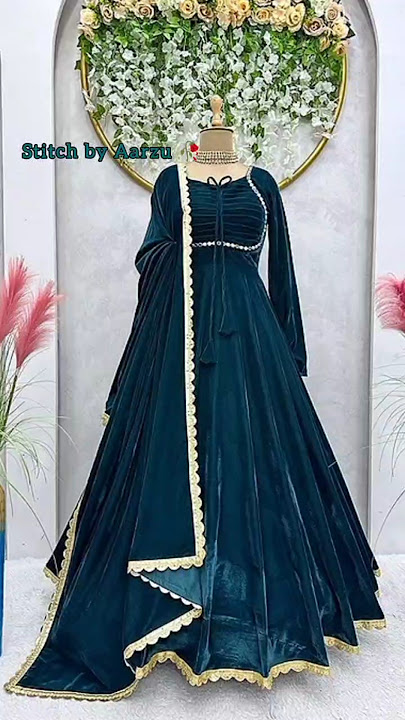 Velvet Umbrella Gown Cutting And Stitching/Velvet Dress Design #shorts