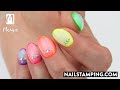 Trendy summer nail art technique in neon shade (nailstamping.com)