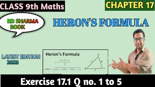 HERON'S FORMULA | class 9 maths chapter 17 | RD Sharma Exercise 17.1 Q No.1 to 5 | CBSE 2023