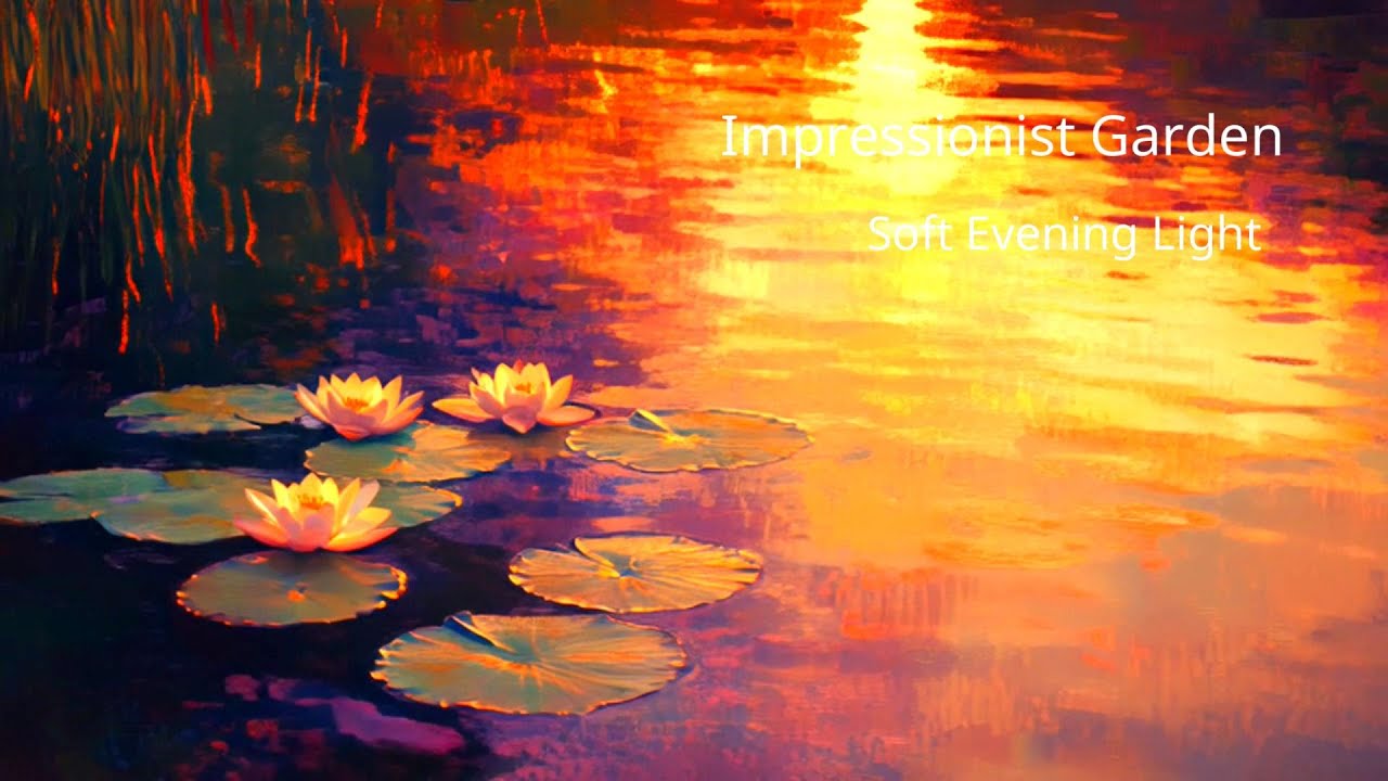 Impressionist Garden Soft Evening Light | Inspired by Claude Monet