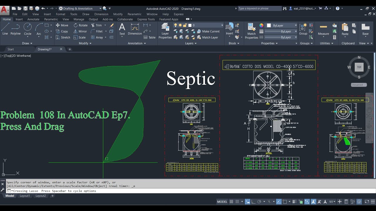 Problem 108 In AutoCAD Ep7. Press And Drag - YouTube