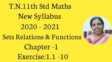 T.N. 11th  maths  Exercise:1.1  Sum - 10 | Sets Relations & Functions | Chapter -1.