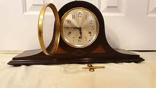 Fully restored Seth Thomas Westminster 124 Mayland chime dark walnut tambour mantel clock
