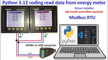 Energy meter connected data with python coding via Modbus RTU, RS485 to USB converter