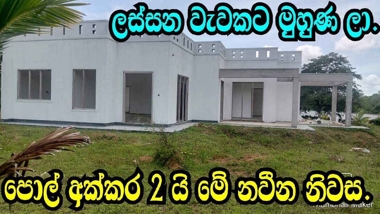 පොල් අක්කර 2 යි ,ලස්සන නවීණ නිවසයි ලස්සන වැවකට මුහුණලා /kurunagala land/nikawaratiya land/pol idam.