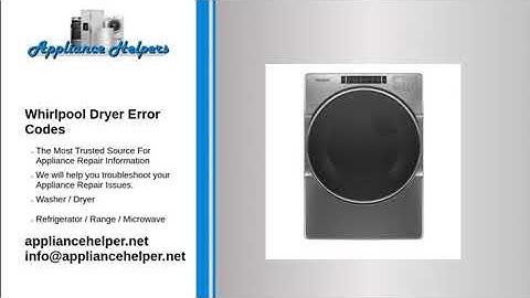 Whirlpool Dryer Errorcodes