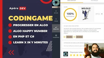 CodinGame : Algo Happy Number en PHP,C#, découverte de learn x in y minutes et conseils sur l
