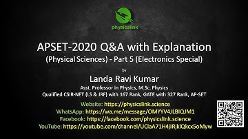 APSET 2020 Physical Sciences Q&A Explanation in Telugu by Ravi Kumar Landa (Part 5) (Electronics)