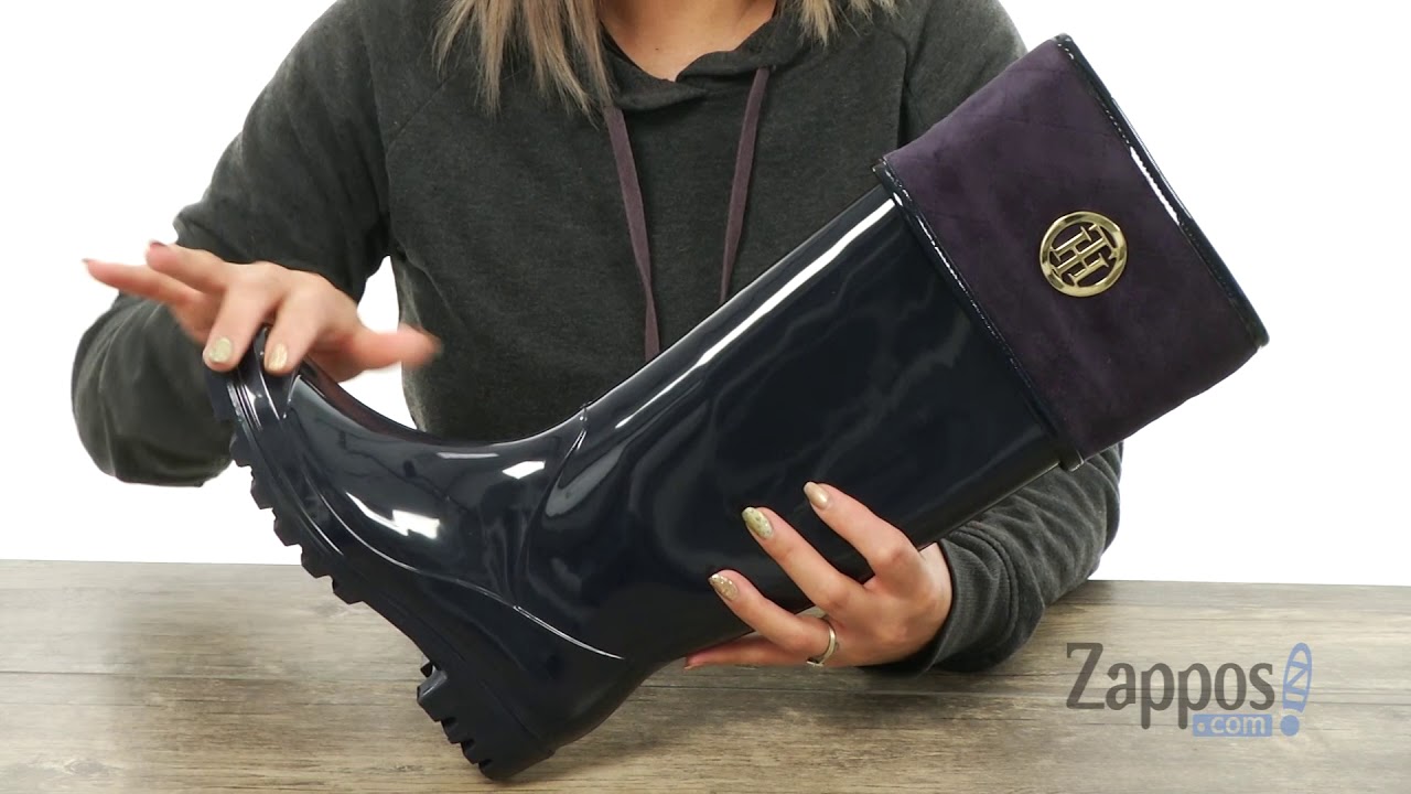 tommy hilfiger gloss long rain boots