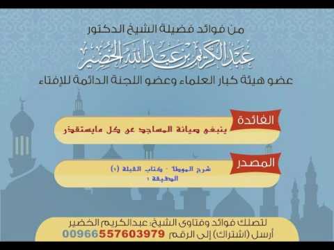 ينبغي صيانة المساجد عن كل ما يستقذر للشيخ عبدالكريم الخضير
