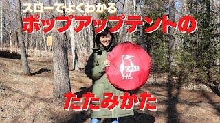 【ギア紹介】ポップアップテントの畳み方　CHUMS　｜スロー｜　初心者キャンプ