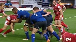 Martin Moore Try from rolling maul after lineout - Scarlets v Leinster 6th Sept 2013